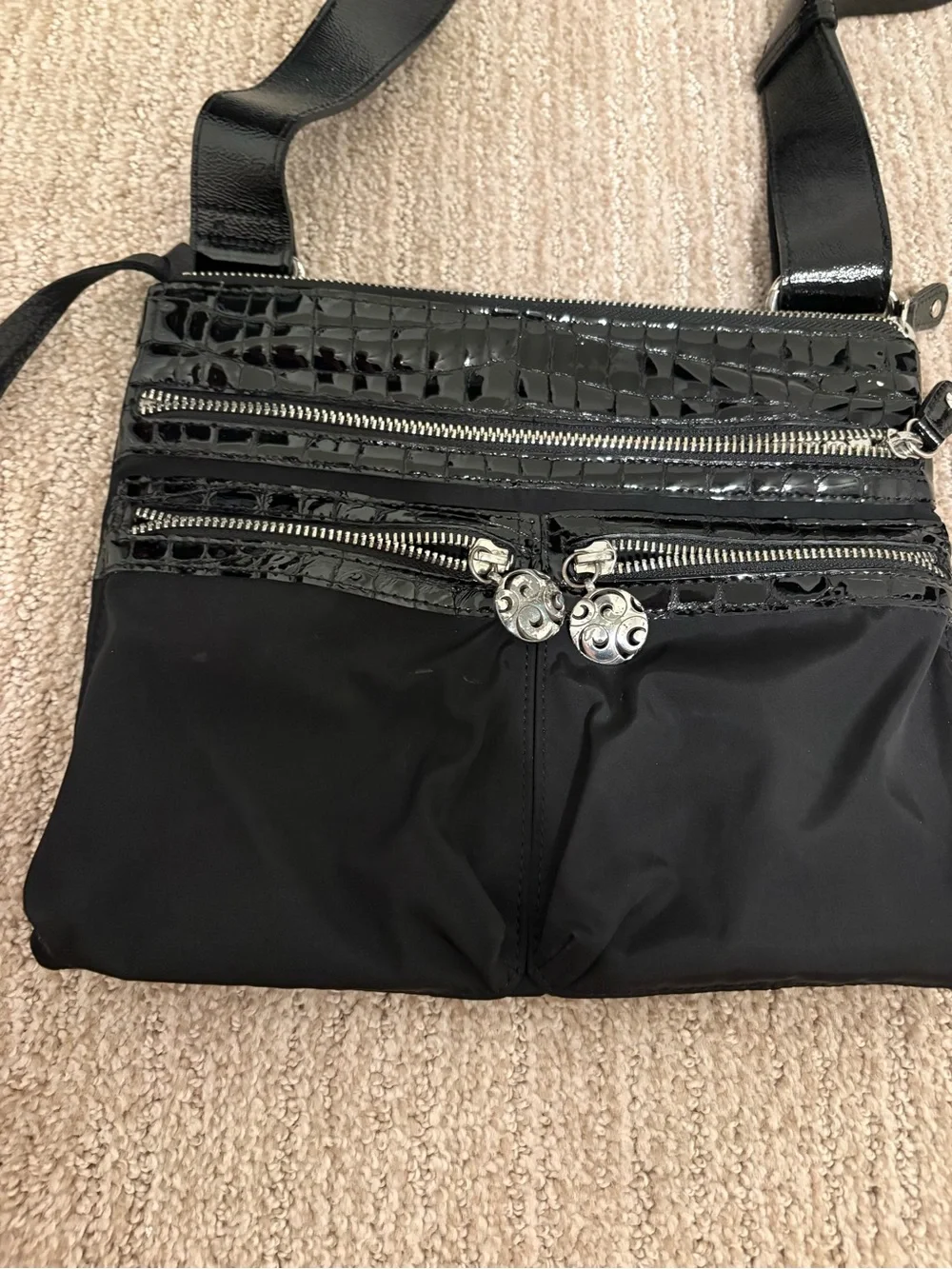Brighton Black Crossbody with Silver Accents